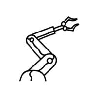 Robotic arm icon. Hand drawn vector illustration. Editable line stroke.