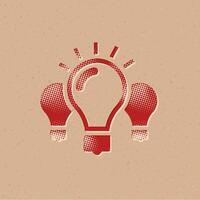 Light bulb halftone style icon with grunge background vector illustration