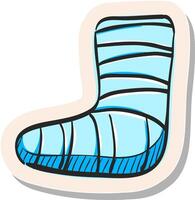 Hand drawn Injured foot icon in sticker style vector illustration