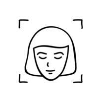 Face recognition concept icon. Hand drawn vector illustration. Editable line stroke.