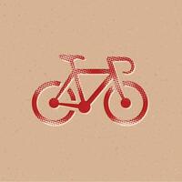 Road bicycle halftone style icon with grunge background vector illustration