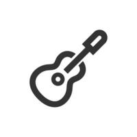 Guitar icon in thick outline style. Black and white monochrome vector illustration.