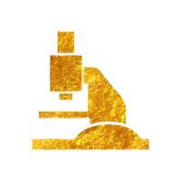 Hand drawn Microscope icon in gold foil texture vector illustration
