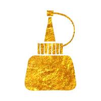 Hand drawn Ketchup bottle icon in gold foil texture vector illustration