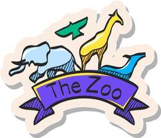 Hand drawn sticker style icon Zoo gate vector