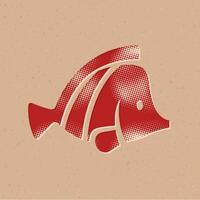 Fish halftone style icon with grunge background vector illustration