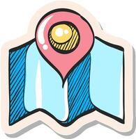 Hand drawn Road map icon in sticker style vector illustration