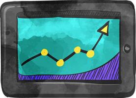 Arrow chart icon in color drawing. Digital, display, tablet, phone vector