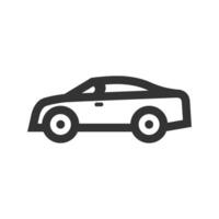 Car icon in thick outline style. Black and white monochrome vector illustration.