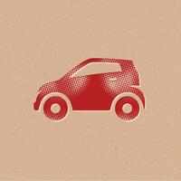 coche trama de semitonos estilo icono con grunge antecedentes vector ilustración