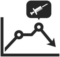 Vaccination data chart concept icon in black and white. Vector illustration.