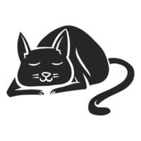 Hand drawn icon sleeping cat. Vector illustration.