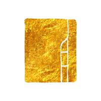 Hand drawn Folder icon in gold foil texture vector illustration