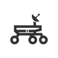 Space rover icon in thick outline style. Black and white monochrome vector illustration.