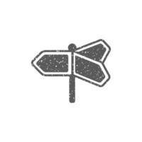 Road sign post icon in grunge texture vector illustration
