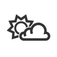 Weather forecast partly sunny icon in thick outline style. Black and white monochrome vector illustration.