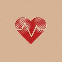 Heart rate halftone style icon with grunge background vector illustration