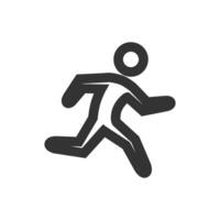 Running athlete icon in thick outline style. Black and white monochrome vector illustration.