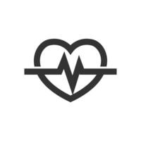 Heart rate icon in thick outline style. Black and white monochrome vector illustration.