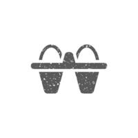 Egg card box icon in grunge texture vector illustration