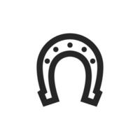 Horse shoe icon in thick outline style. Black and white monochrome vector illustration.