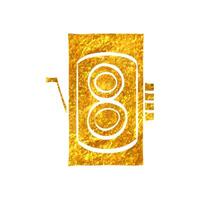 Hand drawn Twin lens reflex camera icon in gold foil texture vector illustration