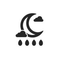 Weather overcast rainy icon in thick outline style. Black and white monochrome vector illustration.