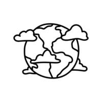 Earth globe icon. Hand drawn vector illustration. Editable line stroke.