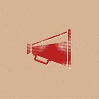 Loudspeaker halftone style icon with grunge background vector illustration