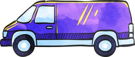 Car icon in color drawing. Van, delivery, bus vector