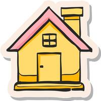 Hand drawn Home button icon in sticker style vector illustration