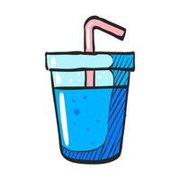 Soft drink icon in hand drawn color vector illustration