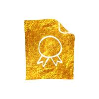 Hand drawn Contract document icon in gold foil texture vector illustration