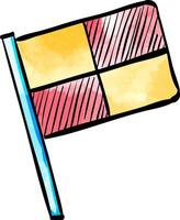 Lineman flag icon in color drawing. Football soccer match game judge assistant referee vector