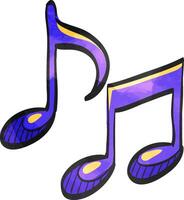 Music notes icon in watercolor style. vector