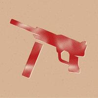 Vintage firearm halftone style icon with grunge background vector illustration