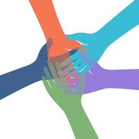 Group of colorful hands. Human race equality concept. Vector illustration.