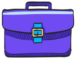 Briefcase icon in hand drawn color vector illustration