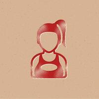 Girl avatar halftone style icon with grunge background vector illustration