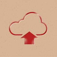 Cloud upload halftone style icon with grunge background vector illustration