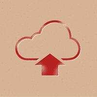 nube subir trama de semitonos estilo icono con grunge antecedentes vector ilustración