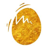 Hand drawn gold foil texture cracking egg. Vector illustration.