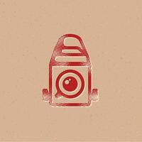 Camera halftone style icon with grunge background vector illustration