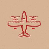 Clásico avión trama de semitonos estilo icono con grunge antecedentes vector ilustración