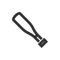 Baseball bat icon in thick outline style. Black and white monochrome vector illustration.