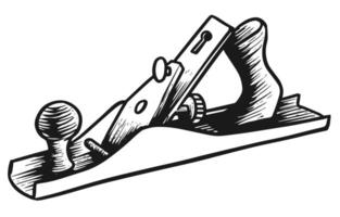 Hand plane icon in sketch style. Woodworking tool vector illustration.