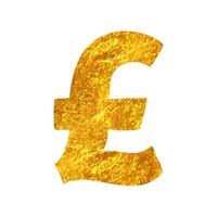 Hand drawn Pound sterling symbol icon in gold foil texture vector illustration