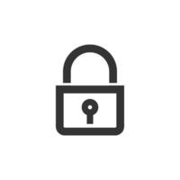 Padlock icon in thick outline style. Black and white monochrome vector illustration.