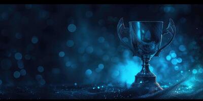 AI generated Gleaming Trophy Cup Symbolizing Achievement and Excellence on a Sparkling Background photo