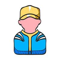 Racer avatar icon in hand drawn color vector illustration